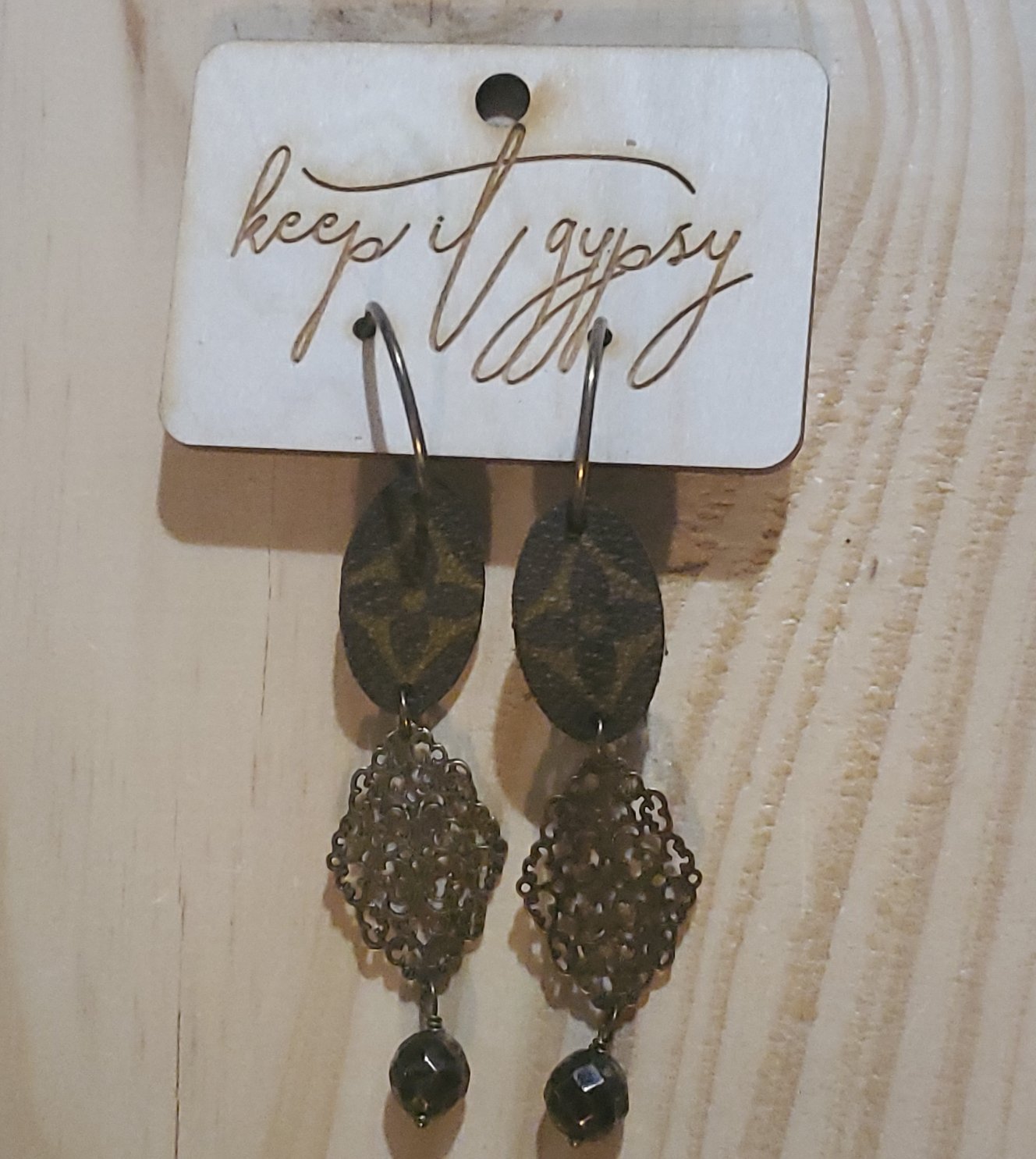 Revamped Designer Vintage Black Drop Earrings