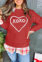 Load image into Gallery viewer, XOXO Heart Round Neck Dropped Shoulder Sweatshirt