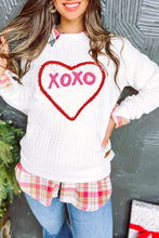 Load image into Gallery viewer, XOXO Heart Round Neck Dropped Shoulder Sweatshirt