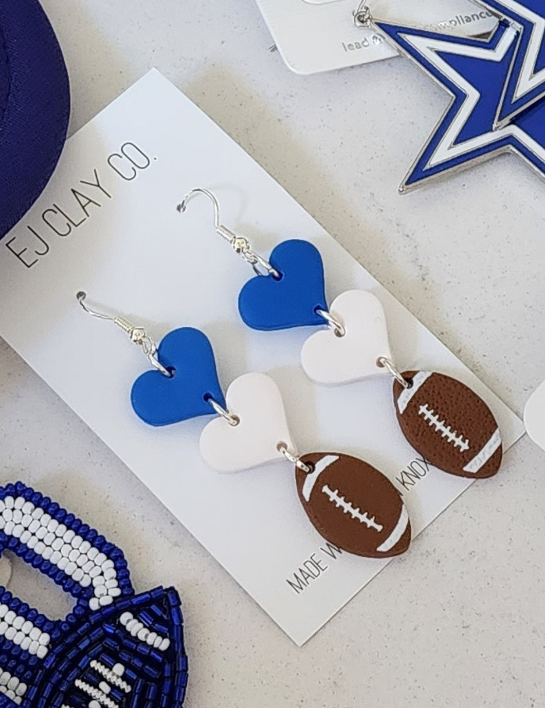 Heart Football Earrings