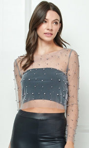 Pearl Mesh Crop Top