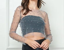 Load image into Gallery viewer, Pearl Mesh Crop Top
