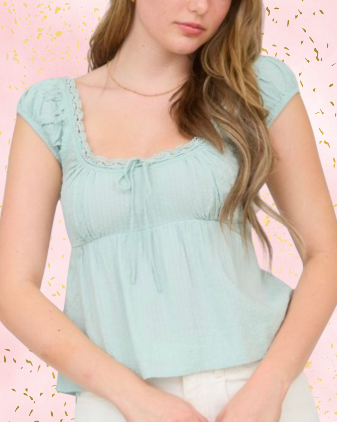 Mint Meadow Lace Top