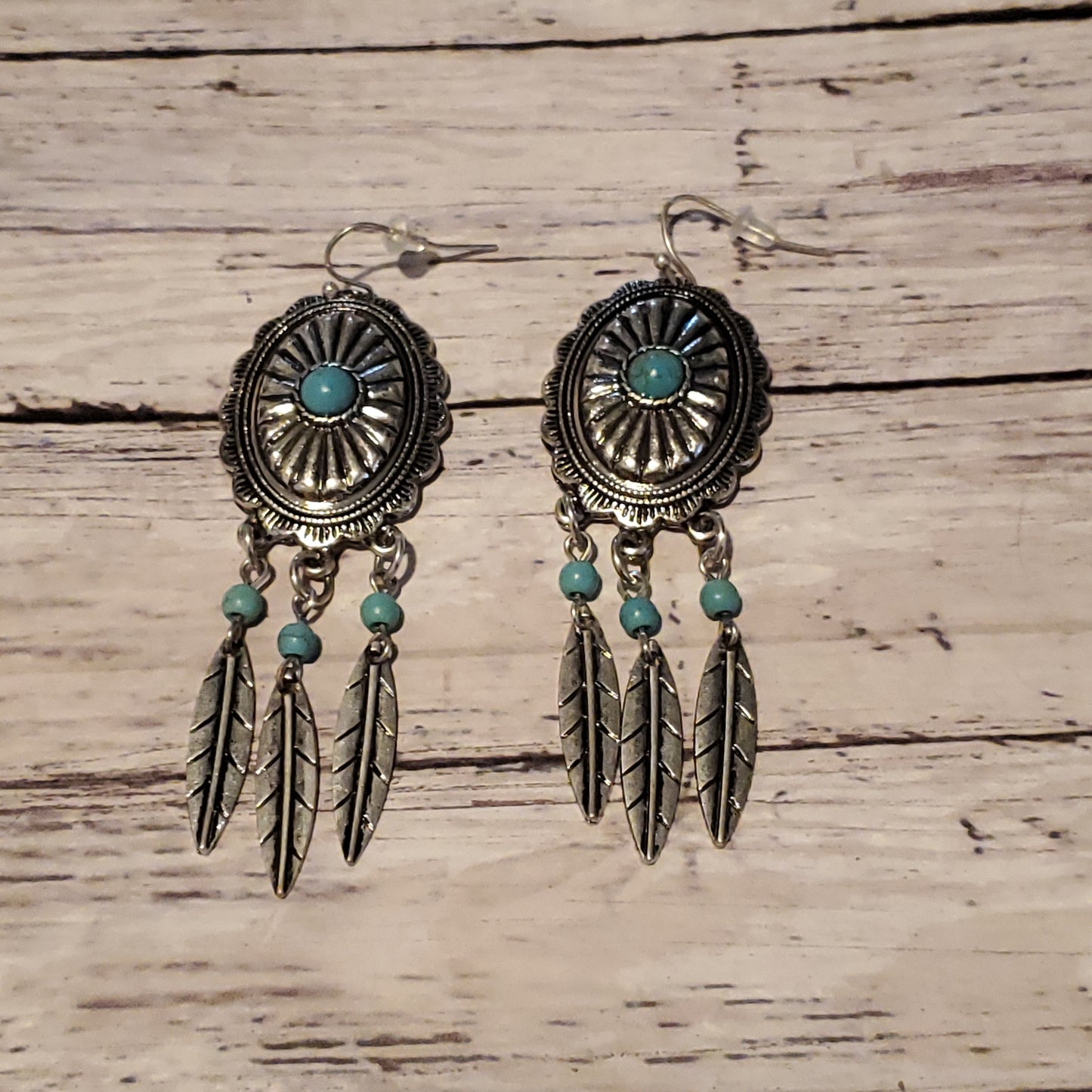 Western Concho Fish Hook Earrings