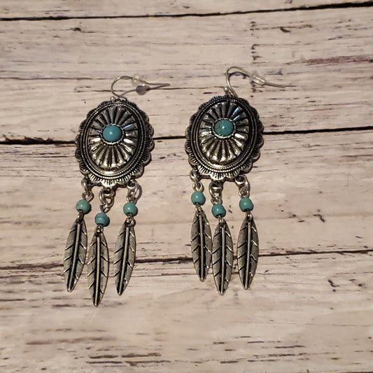 Western Concho Fish Hook Earrings