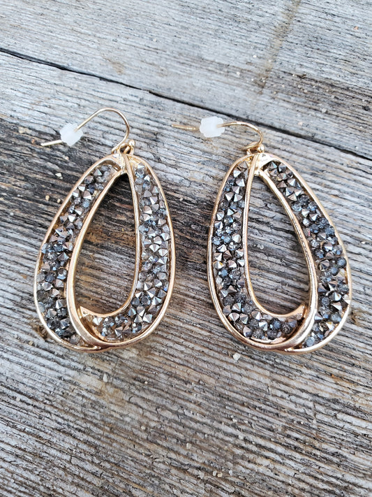 Open Frame Druzy Drop Earrings