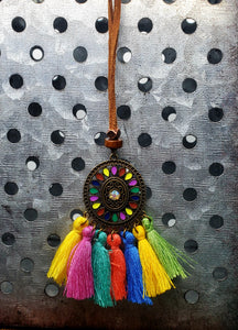 Rainbow Tassel Earrings & Necklace