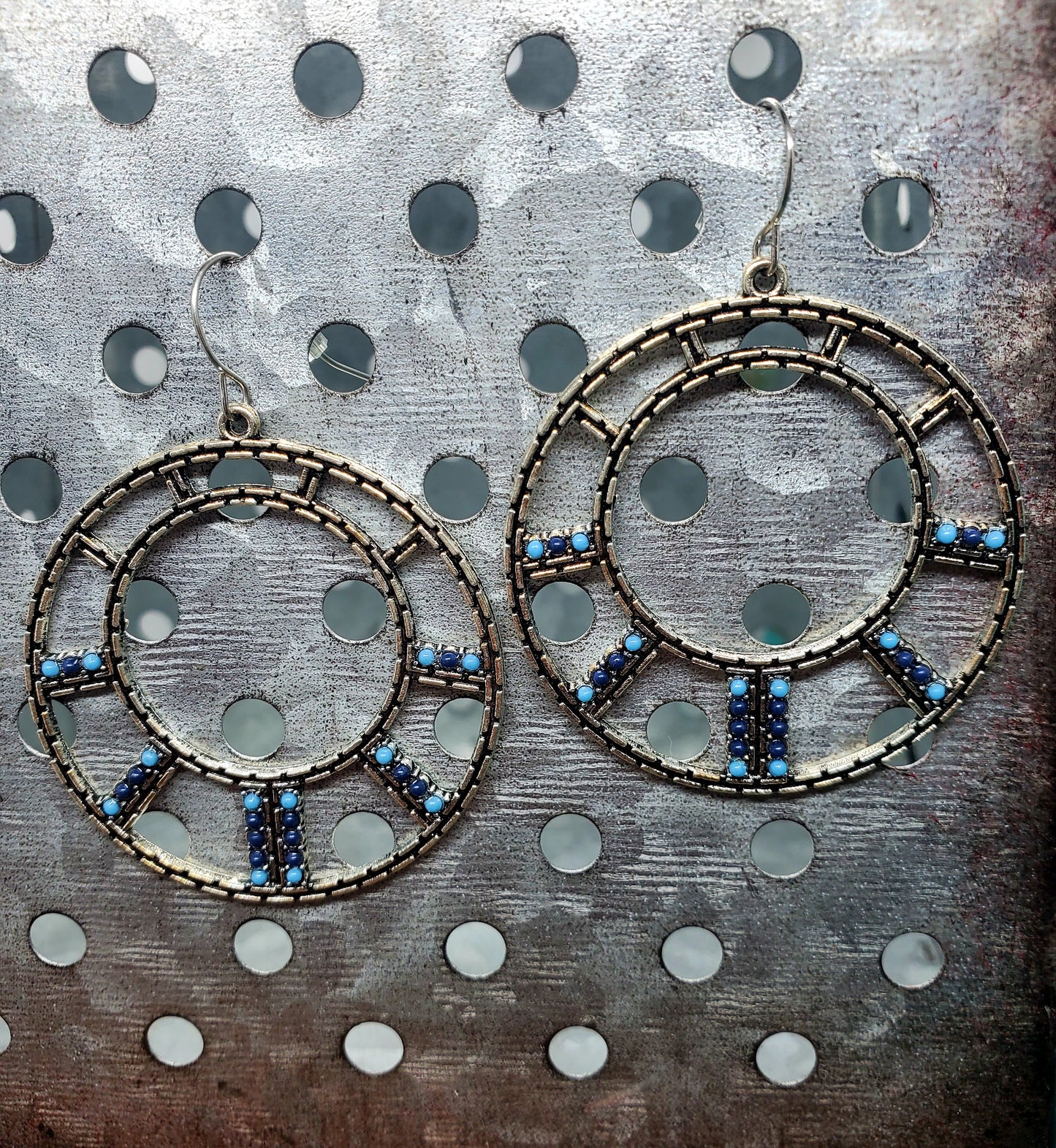 Blue Dangle Hoop
