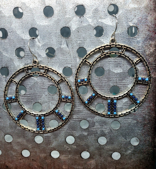 Blue Dangle Hoop