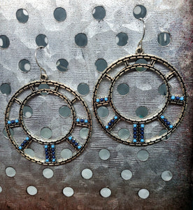 Blue Dangle Hoop