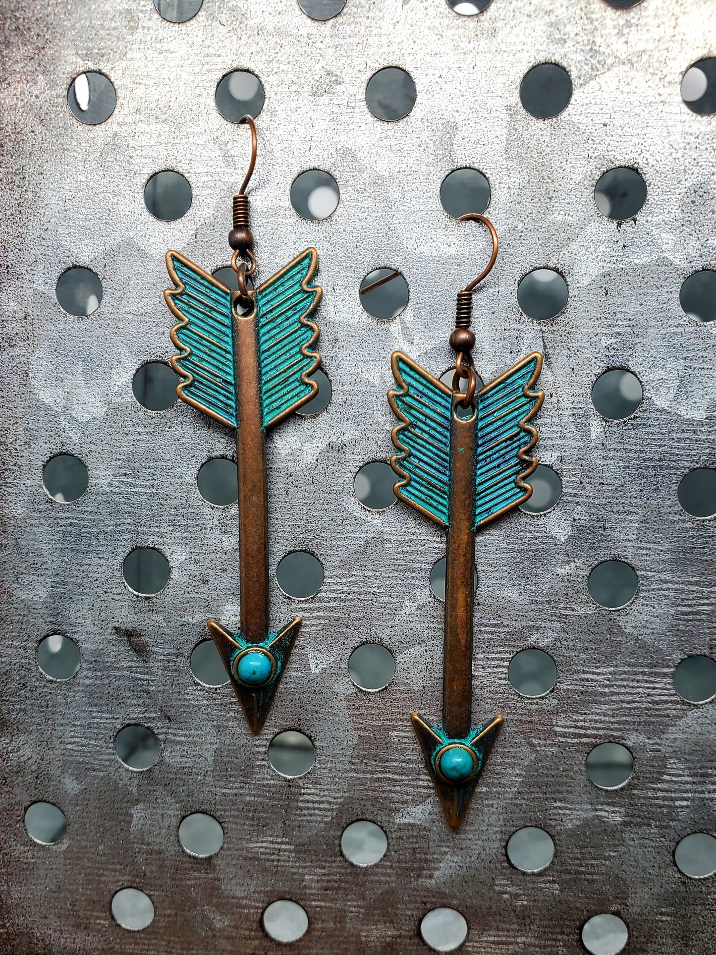 Teal Arrow Earrings