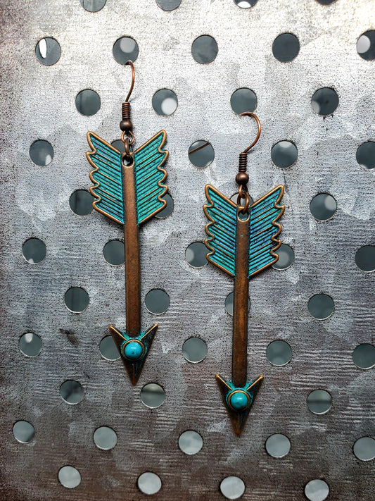 Teal Arrow Earrings