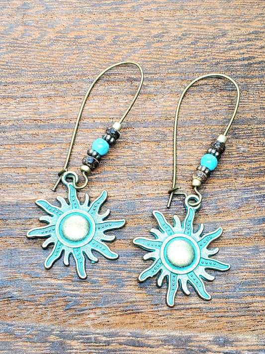 Sun Teal Earrings