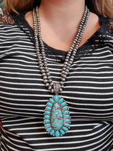 Load image into Gallery viewer, Long Oval Drop Pendant with Beaded Chain
