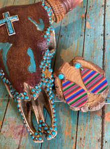 Serape Leather Drop Earrings