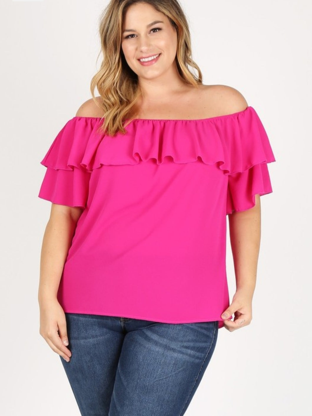 Pink Off The Shoulder Plus