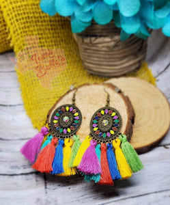 Rainbow Tassel Earrings & Necklace